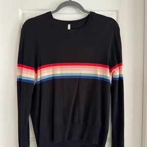 Spiritual Gangster Black Sweater with Multicolor Stripes